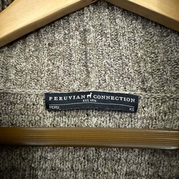 PERUVIAN CONNECTION Baby Alpaca Knit Cowl Neck Sweater Brown Argyle - Picture 5 of 7